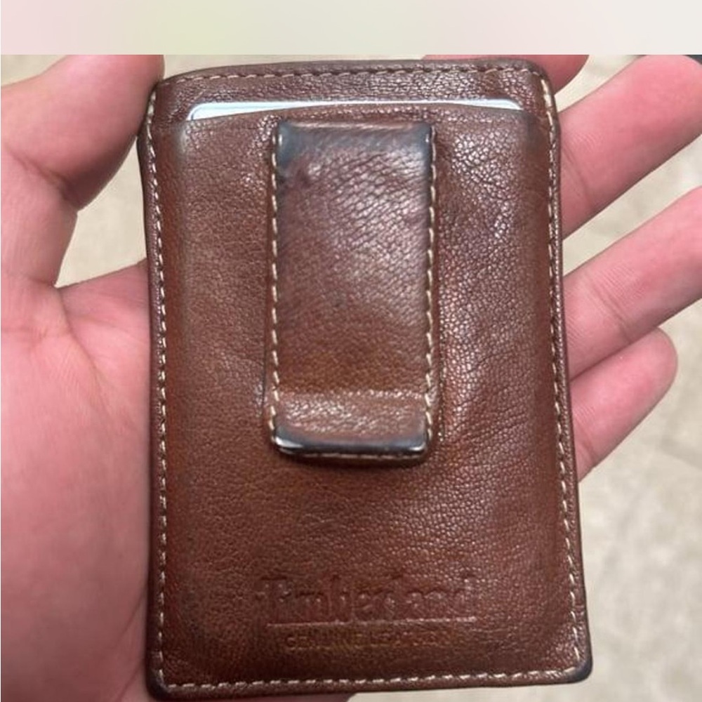 Timberland Brown Leather Money Clip Wallet